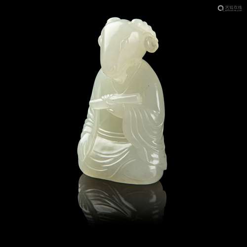 PALE CELADON JADE GOAT DEITY QING DYNASTY, 18TH CENTURY