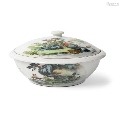 QIANJIANG ENAMELLED TUREEN WITH COVER DATED TO 1952