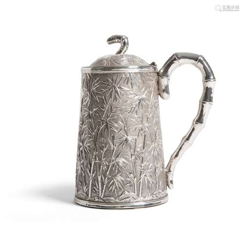 EXTREMELY RARE EXPORT SILVER TANKER WITH COVER QING DYNASTY, WANG HING, C.1890