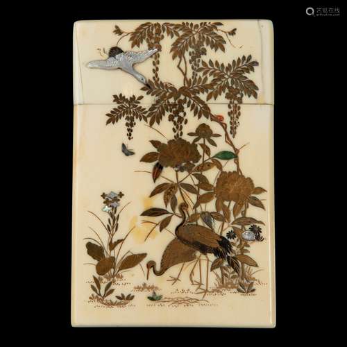 Y IVORY SHIBAYAMA CARD CASE MEIJI PERIOD