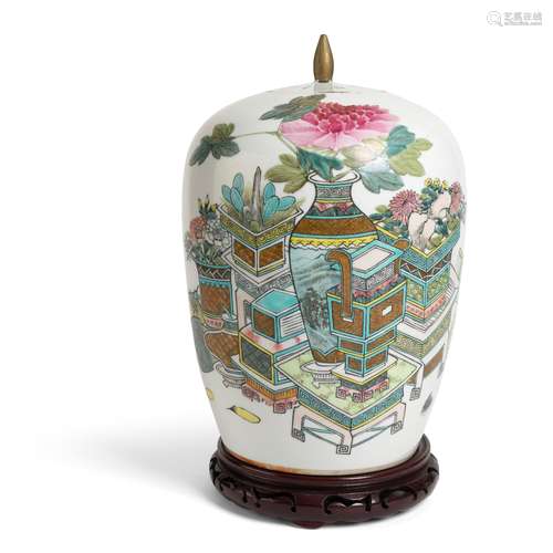 QIANJIANG ENAMELLED 'BOGUTU' GINGER JAR WITH LID GUANGXU PERIOD, 1896