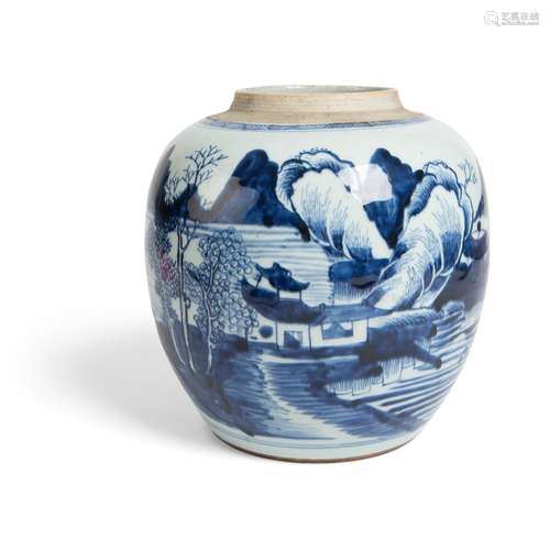 BLUE AND WHITE 'LANDSCAPE' GINGER JAR QIANLONG PERIOD