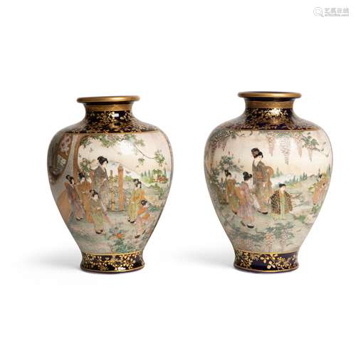 PAIR OF SATSUMA VASES MEIJI PERIOD