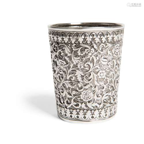 SILVER REPOUSSĒ BEAKER BY OOMERSI MAWJI INDIA, BHUJ, CIRCA 1880-90