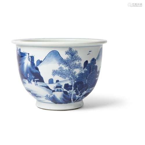 BLUE AND WHITE 'LANDSCAPE' JARDINIERE KANGXI PERIOD