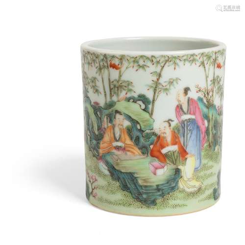 FAMILLE ROSE BRUSH POT REPUBLIC PERIOD