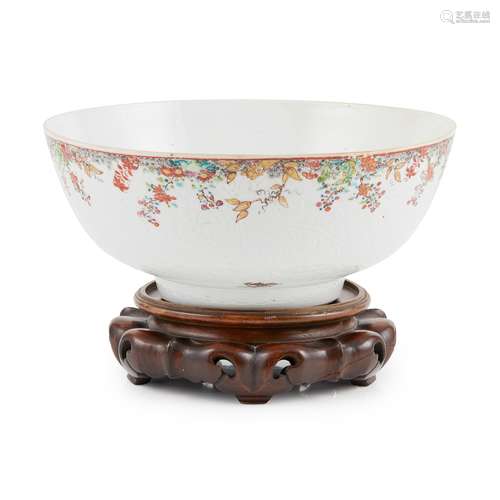 FAMILLE ROSE 'FLOWER' PUNCH BOWL QING DYNASTY, 18TH CENTURY