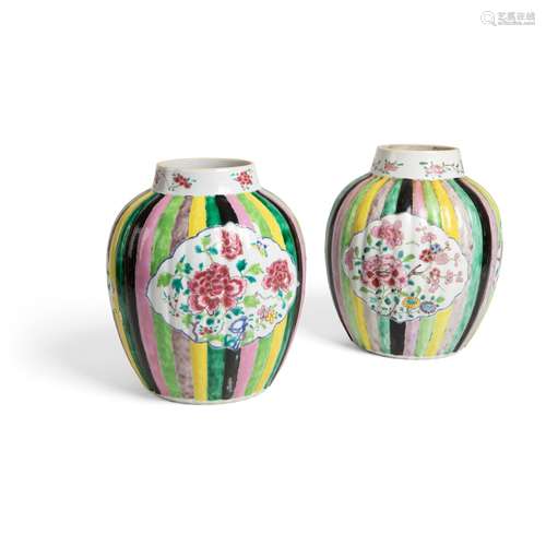 RARE PAIR OF FAMILLE ROSE JARS YONGZHENG PERIOD