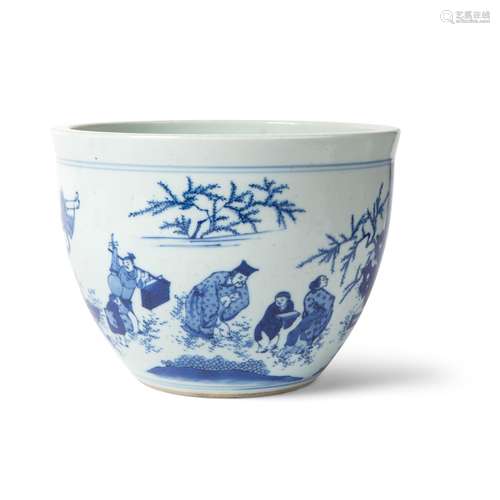 BLUE AND WHITE BASIN QING DYNASTY, 17TH CENTURY