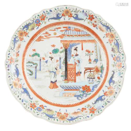 FAMILLE ROSE 'LADIES' PLATE QING DYNASTY, 18TH CENTURY