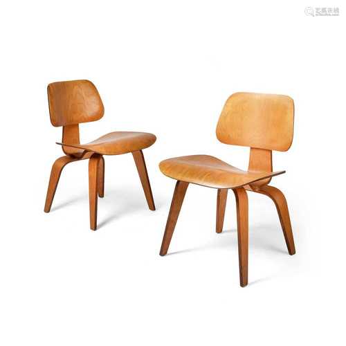 Charles and Ray Eames (American, 1907-1978, 1912-1988) for Evans Pair of DCW Chairs, c.1950