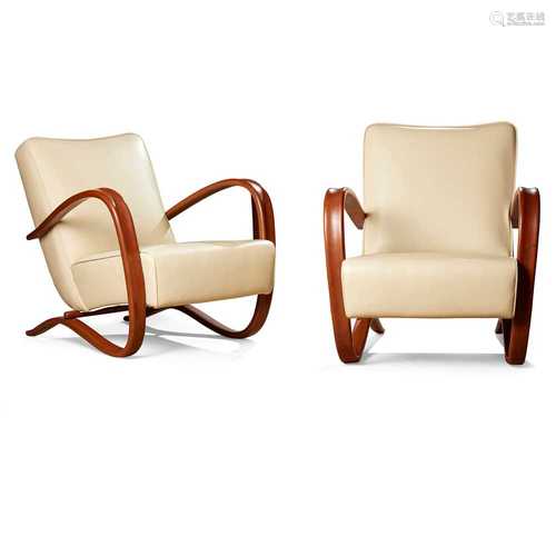 Jindrich Halabala (Czech 1903-1978) for Thonet Pair of 'Kreslo H269' Armchairs