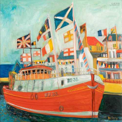 § John Bellany C.B.E., R.A. (British 1942-2013) Harbour Scene with 'The Resplendant' Decked with