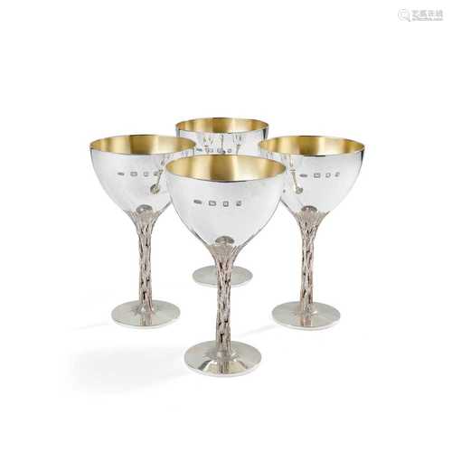 § Christopher Lawrence (British 1936-) Set of four wine goblets, 1973