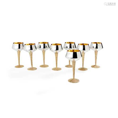 § Stuart Devlin A.O. C.M.G. (Australian/British 1931-2018) Set of Eight Wine Stemmed Goblets, 1969