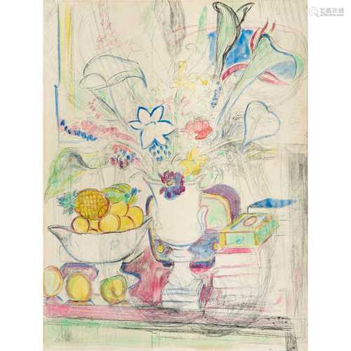 § Edward Wolfe R.A. (South African/British 1897-1982) Still Life with Flowers and Bowl of Fruit