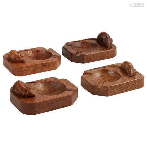 ROBERT 'MOUSEMAN' THOMPSON (1876-1955) A GROUP OF OAK ASHTRAYS, CIRCA 1950S-60S