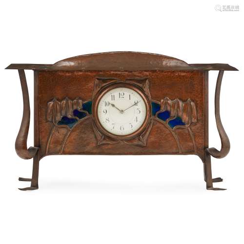 ATTRIBUTED TO GEORGE WALTON FOR GOODYERS, LONDON ARTS & CRAFTS MANTEL CLOCK, CIRCA 1900