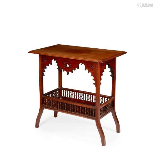 ATTRIBUTED TO LIBERTY & CO., LONDON ANGLO-MORESQUE MAHOGANY OCCASIONAL TABLE, CIRCA 1910
