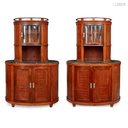 AUSTRIAN SCHOOL PAIR OF SECESSIONIST INLAID WALNUT CABINETS, CIRCA 1900