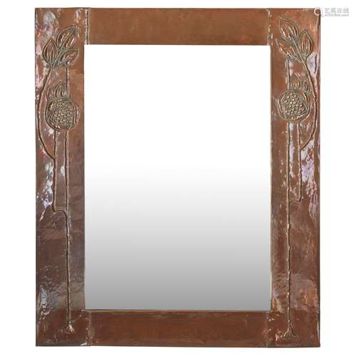 GLASGOW SCHOOL ARTS & CRAFTS COPPER WALL MIRROR, CIRCA 1900