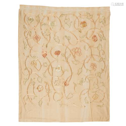 ATTRIBUTED TO MAY MORRIS FOR MORRIS & CO. ARTS & CRAFTS EMBROIDERED PANEL, CIRCA 1900