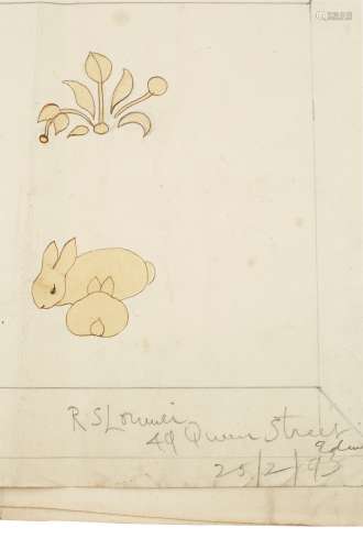 SIR ROBERT LORIMER (1864-1929) DRAWINGS OF MARQUETRY DESIGNS, PLANT AND ANIMAL STUDIES, EARLY 20TH