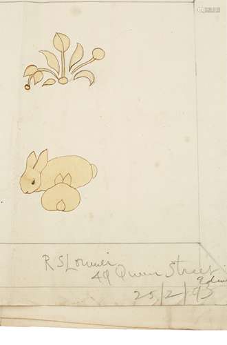 SIR ROBERT LORIMER (1864-1929) DRAWINGS OF MARQUETRY DESIGNS, PLANT AND ANIMAL STUDIES, EARLY 20TH