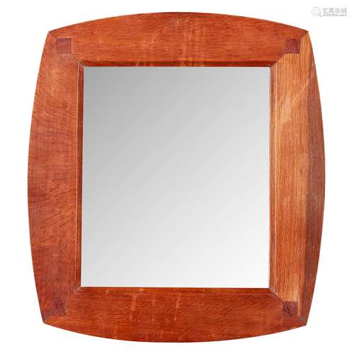 COTSWOLD SCHOOL OAK-FRAMED WALL MIRROR, CIRCA 1930