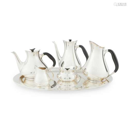 HANS BUNDE (1919–1996) FOR COHR, DENMARK SILVER PLATE TEA AND COFFEE SERVICE, 1950S