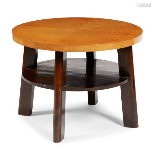 MANNER OF GRETA MAGNUSSON-GROSSMAN ASH VENEERED AND STAINED BEECH OCCASIONAL TABLE, MID-20TH