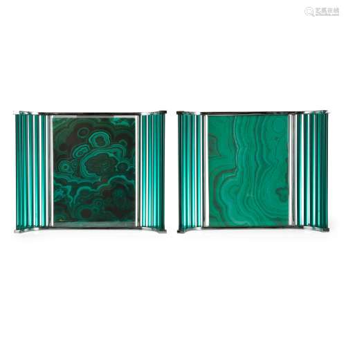 ENGLISH SCHOOL, ATTRIBUTED TO HARRODS LTD., LONDON PAIR OF CHROMIUM AND GLASS ART DECO PHOTOGRAPH
