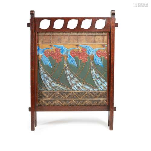 LIBERTY & CO., LONDON ARTS & CRAFTS OAK FIRESCREEN, CIRCA 1910