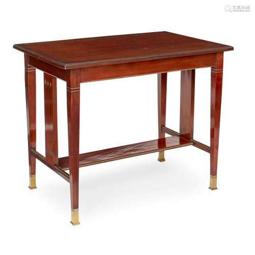 ATTRIBUTED TO PORTOIS & FIX., VIENNA SECESSIONIST MAHOGANY AND BRASS MOUNTED CENTRE TABLE, CIRCA