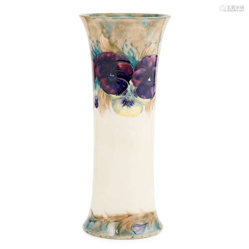 WILLIAM MOORCROFT (1872-1945) FOR MOORCROFT POTTERY 'PANSIES' TALL VASE, CIRCA 1917