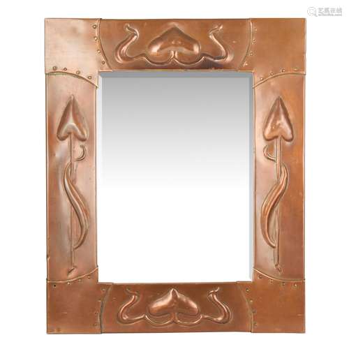 ENGLISH SCHOOL, MANNER OF LIBERTY & CO., LONDON ARTS & CRAFTS COPPER WALL MIRROR, CIRCA 1900