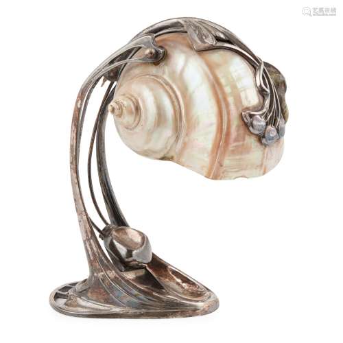 MORITZ HACKER (1849-1932) JUGENDSTIL SHELL TABLE LAMP, CIRCA 1900