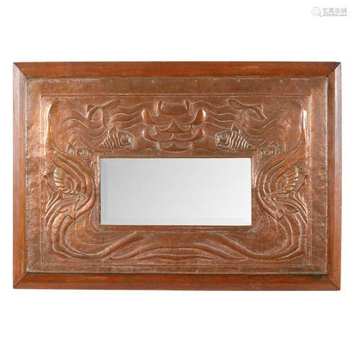 NEWLYN SCHOOL ARTS & CRAFTS COPPER WALL MIRROR, CIRCA 1900