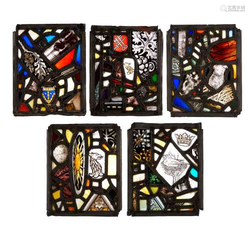 FLORENCE CAMM (1874 – 1960) AND CAMM STUDIOS, SMETHWICK FIVE ARTS & CRAFTS STAINED GLASS PANELS,