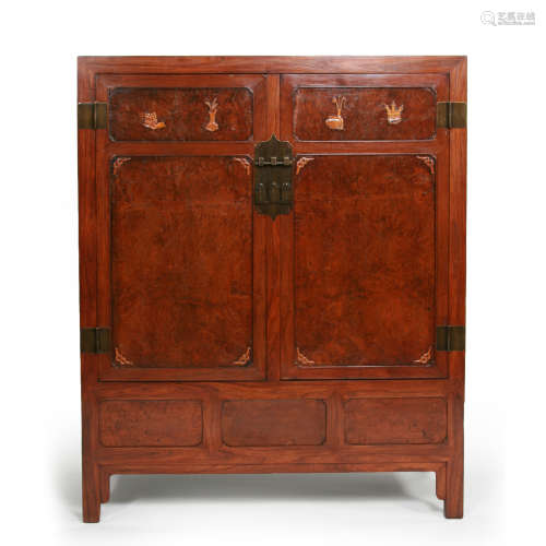 18th/19th C. Chinese Cabinet with Huang Huali Veneer