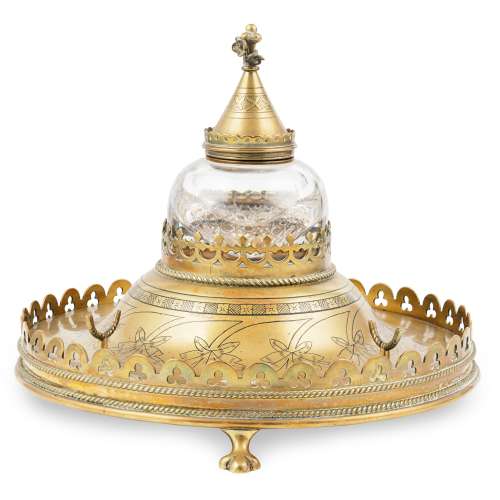 ATTRIBUTED TO HART, SON, PEARD & CO. GOTHIC REVIVAL BRASS INKSTAND, CIRCA 1880