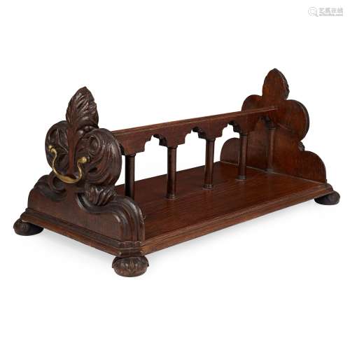 MANNER OF GEORGE EDWARD STREET GOTHIC REVIVAL BOOK STAND, CIRCA 1870