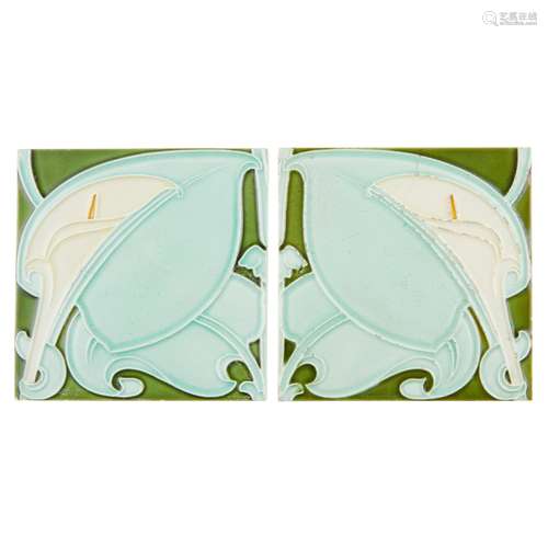 ATTRIBUTED TO C. F. A. VOYSEY PAIR OF ARTS & CRAFTS 6-INCH TILES, CIRCA 1900