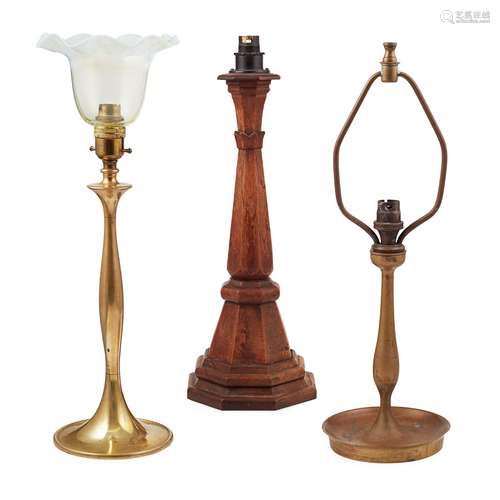 MANNER OF C.F.A. VOYSEY FOR THOMAS ELSLEY & CO. ARTS & CRAFTS BRASS TABLE LAMP, CIRCA 1905