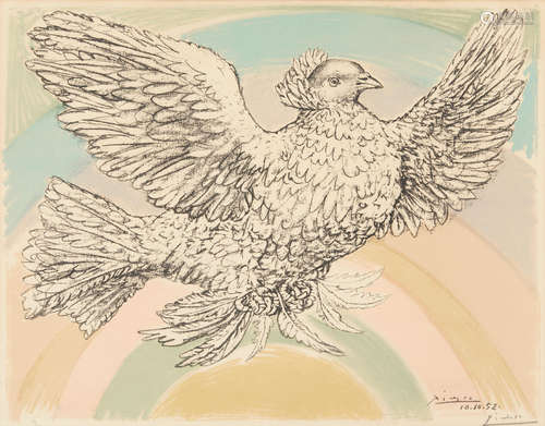 Pablo Picasso (1881-1973) Colombe volant (à l'arc-en-ciel)