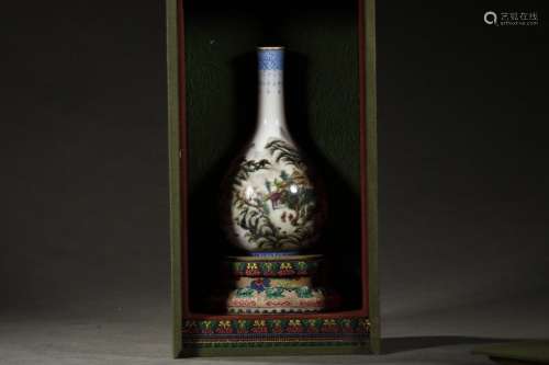 Pair Of Chinese Porcelain Enameled Landscape Vases