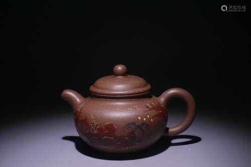 A Chinese Zisha Landscape Tea Pot