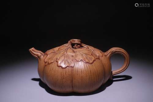 A Chinese Zisha Old  Pumpkin Tea Pot