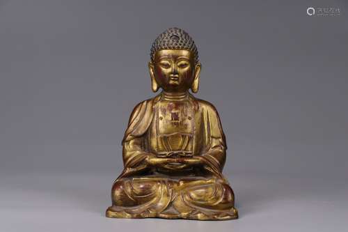 A Chinese Gilt Bronze Gautama Buddha Statue