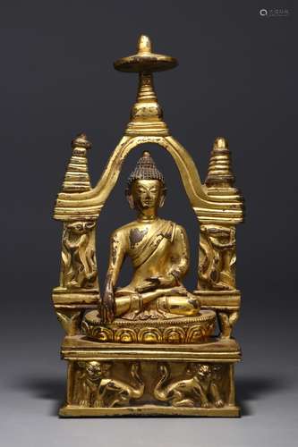 A Chinese Gilt Bronze Gautama Buddha Statue